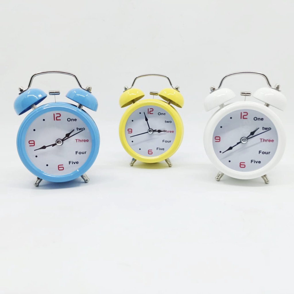 Jam Weker Mini Kring Polos Beker Meja Analog Warna Twin Bell Alarm Clock Jam Alarm No.3010