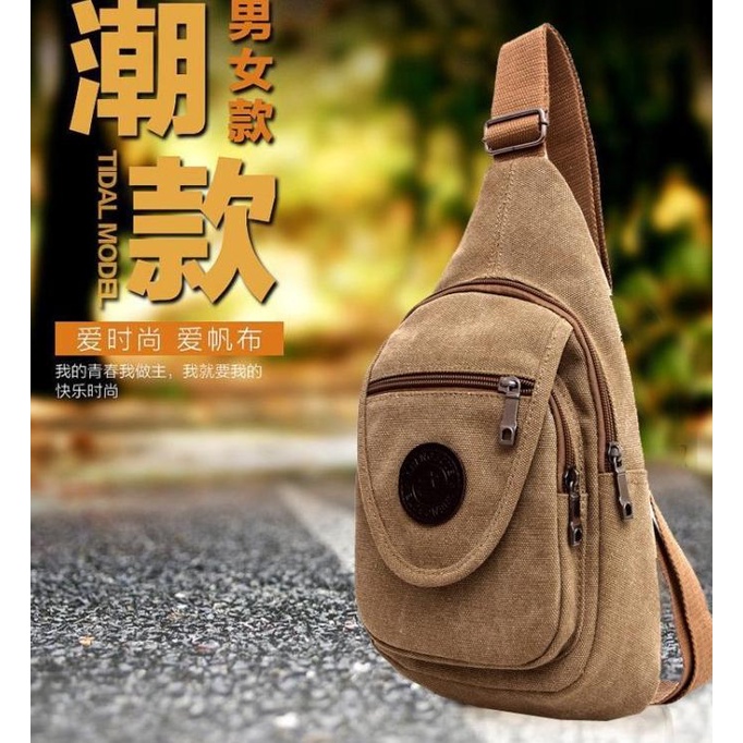 Bodypack Kanvas Tas Selempang Pria Wanita / Canvas Sling Shoulder Bags