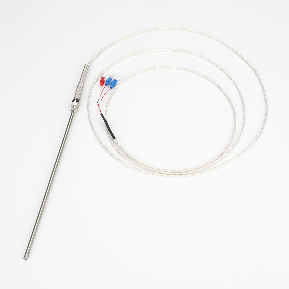 RTD PT100 Temperature Sensor Thread M8 Cable 1M Thermocouple Probe 100mm 3 Wire