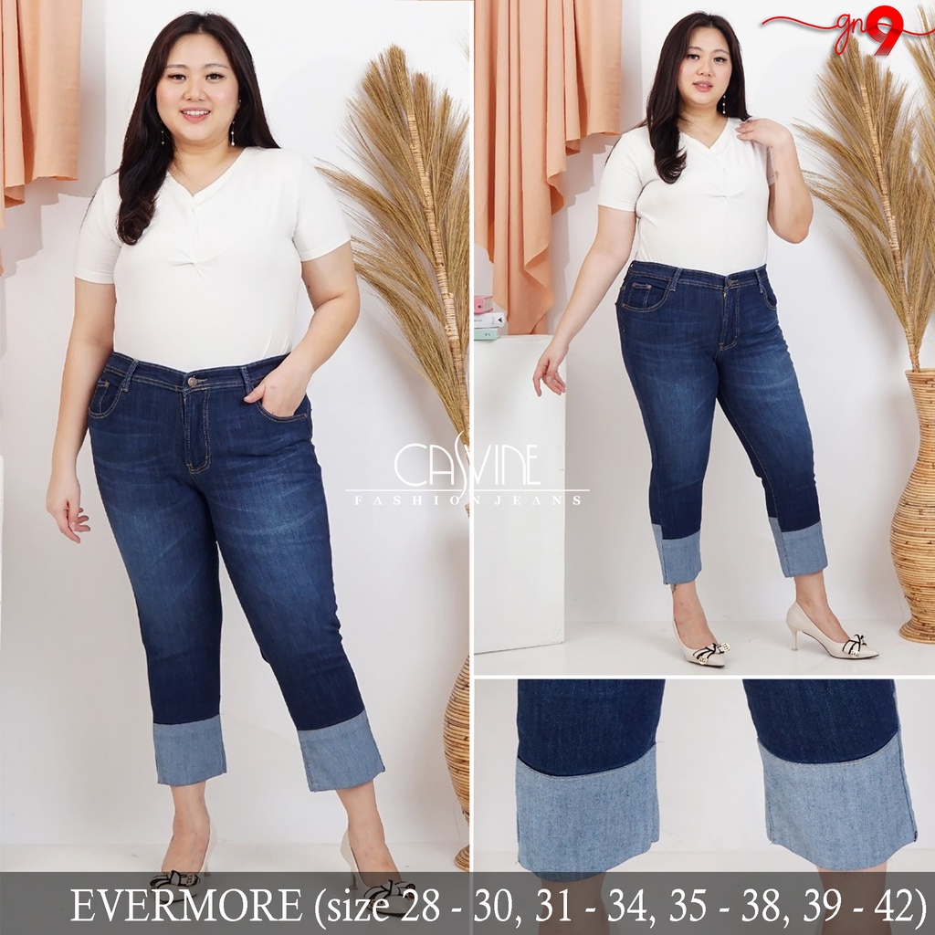 CASVINEJEANS || Celana Jeans Wanita Cewek Everglow Evermore Super Bigsize Jumbo Mom Jeans Stretch Nami like BKK bangkok