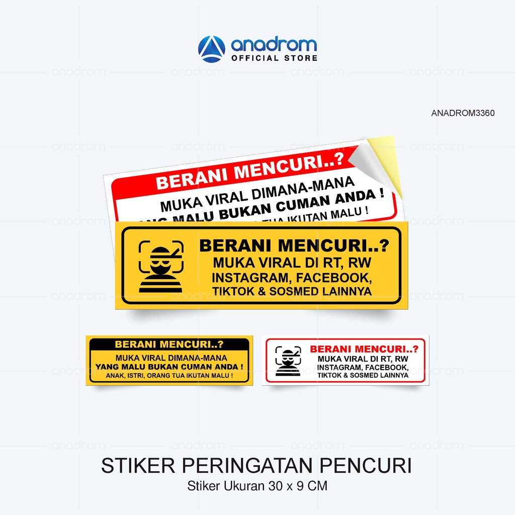 

Stiker Peringatan Pencuri I Size 30x9 Cm I Anadrom 3360