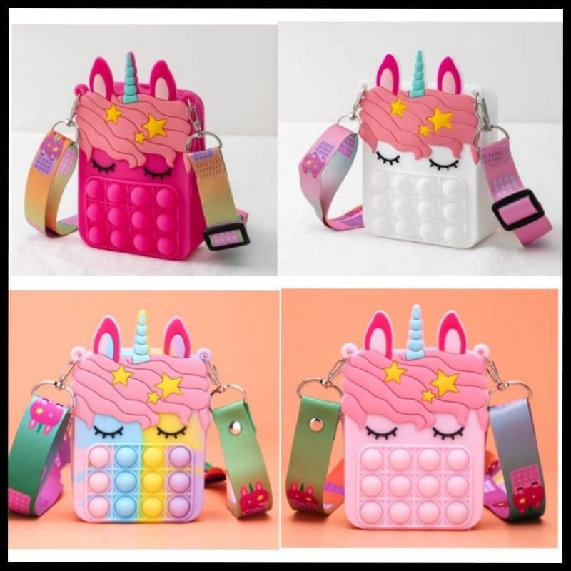 GP Tas Pop it Anak Unicorn Lucu Import - Tas Selempang Anak Karakter Unicorn - Tas Pop It