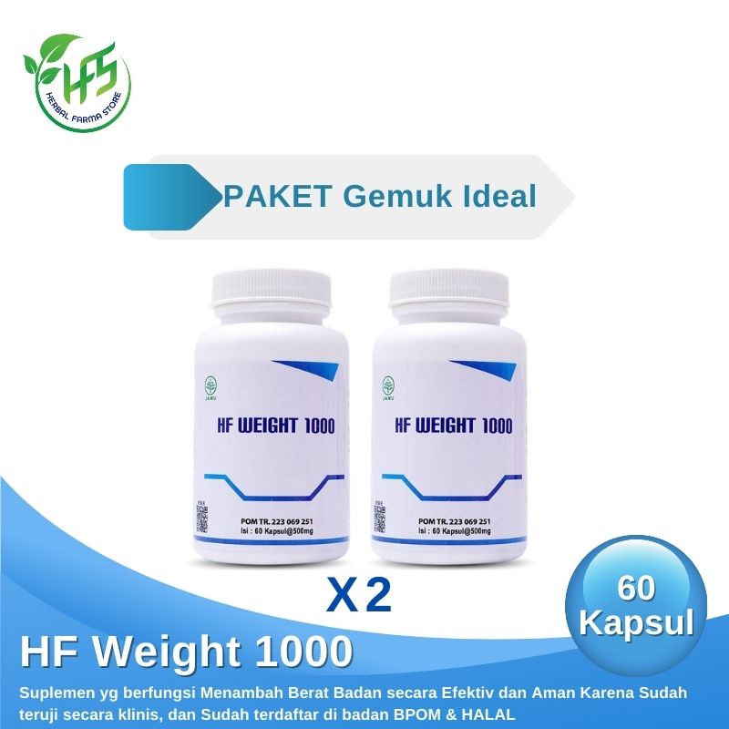 HF - PAKET 2 PCS Weight 1000 Suplemen Penggemuk Badan Mass Gainer 60 Kapsul