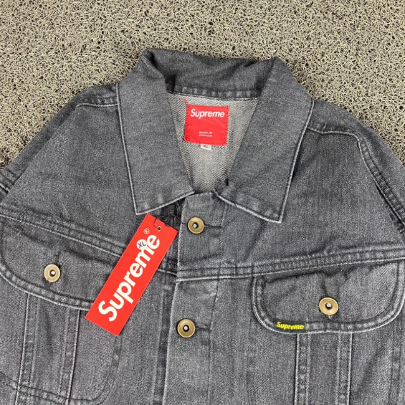 JAKET DENIM SUPREME FULL TAG LABEL CASUAL HYPE