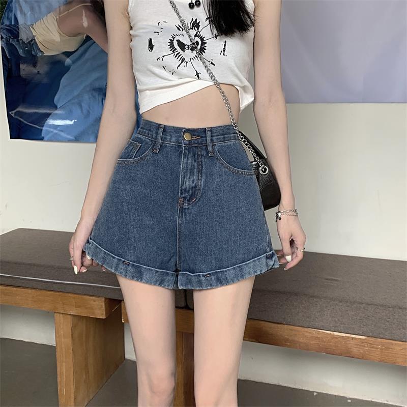 Celana jeans high waist wanita stretch kulot jeans korea hotpants cewek jeans celana pendek hitam denim celana pendek dewasa ootd