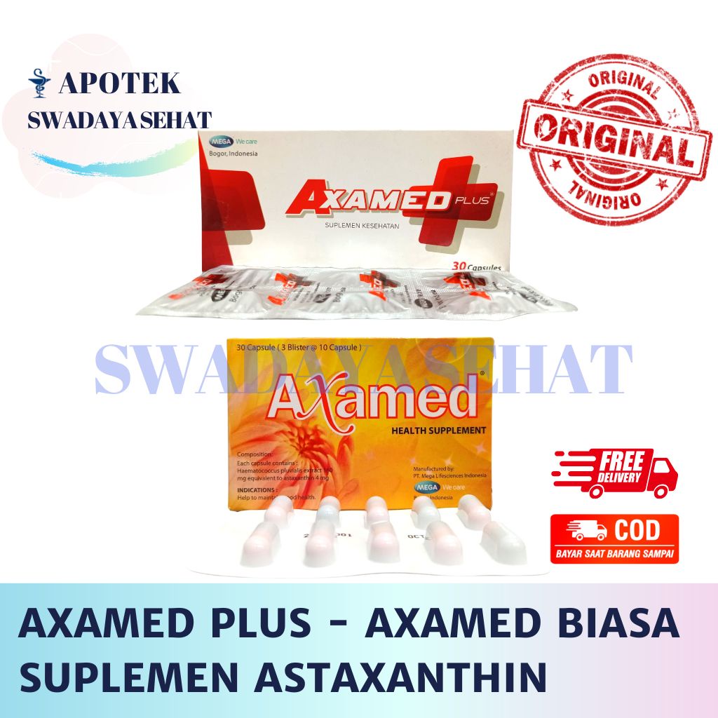 AXAMED PLUS - Axamed Biasa Strip Tablet Astaxanthin Suplemen Daya Tahan Tubuh Kecantikan Kulit Antioksidan