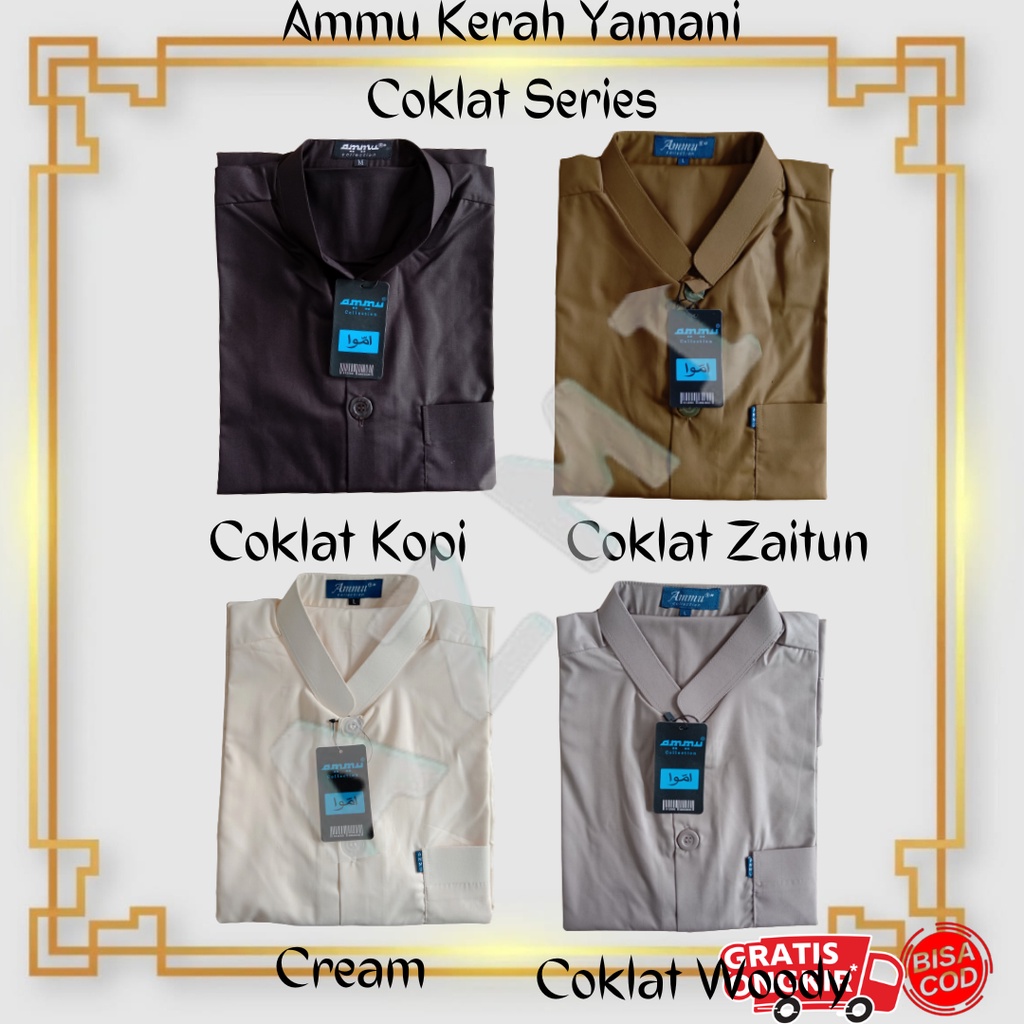 Promo Baju Koko Ammu Dewasa Kerah Yamani / Kerah Pendek Size L Ukuran L Termurah