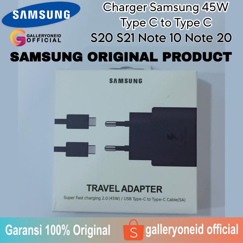 Charger Samsung Original 100% Type C to C 45W PD QC 3.0 Super Fast Charging