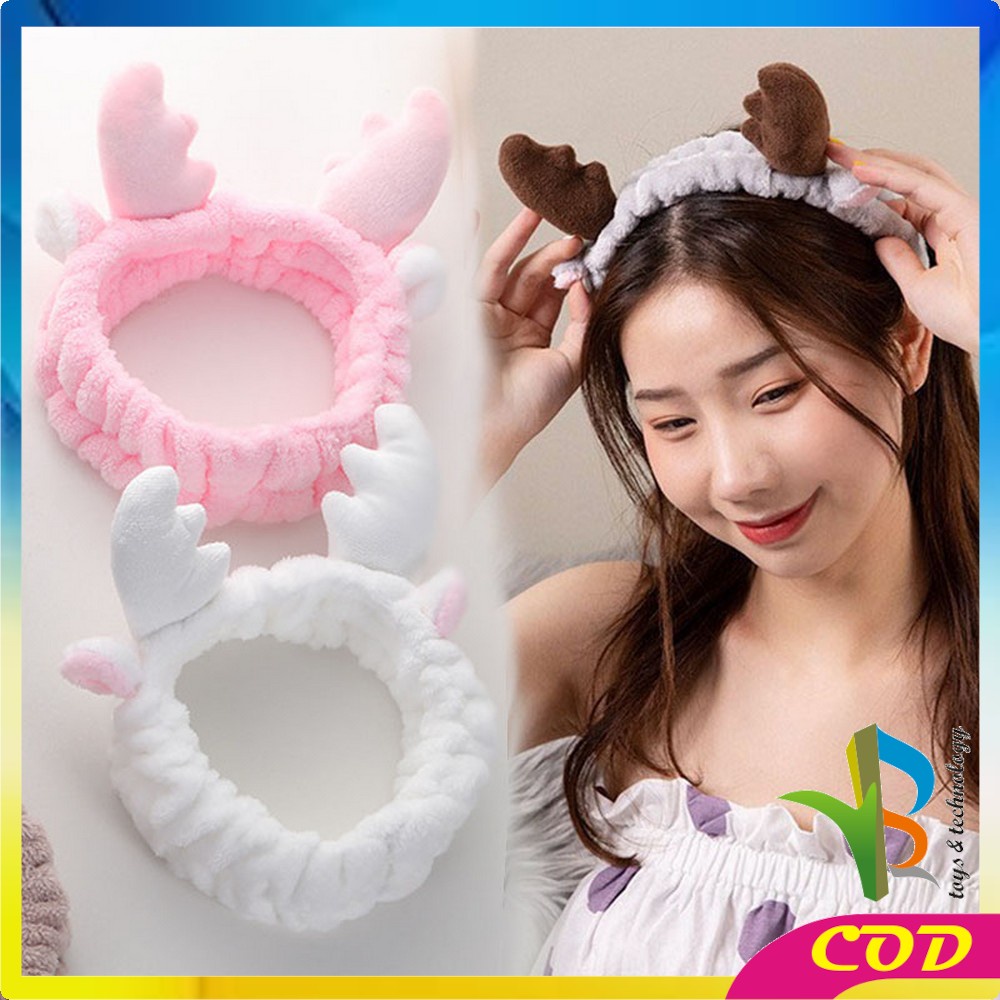 RB-C68 Bandana Masker Bando Korea Facial Motif Tanduk Rusa Lucu Wanita / Bendo Kain Bludru Karakter Headband Fashion Cewek Import