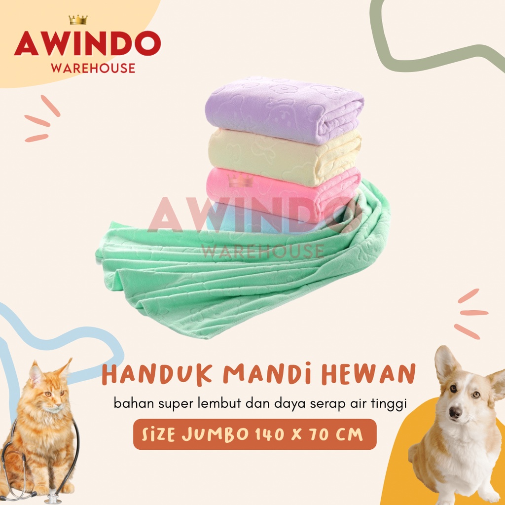 HANDUK MANDI HEWAN - Handuk Jumbo Kain Microfiber Mandi Hewan Kucing Anjing