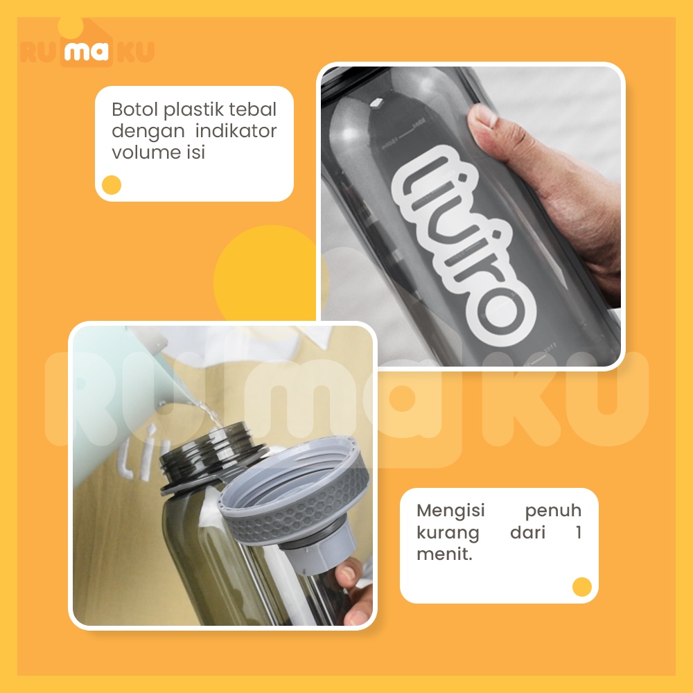 Rumaku Botol Minum Signature Besar Jumbo Sporty 1500 ml dan 2000 ml Silicone Cap Handle Premium