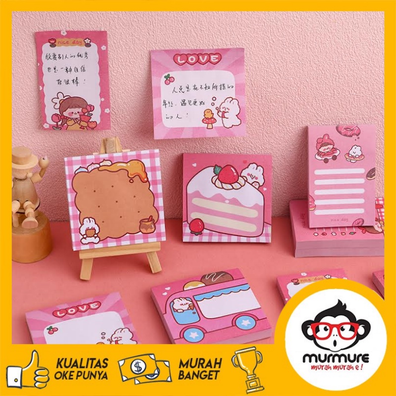 

MURMURE I STICKY NOTE AESTHETIC MEMO PAD TEMA PINK / STICKY NOTE RABBIT PINK