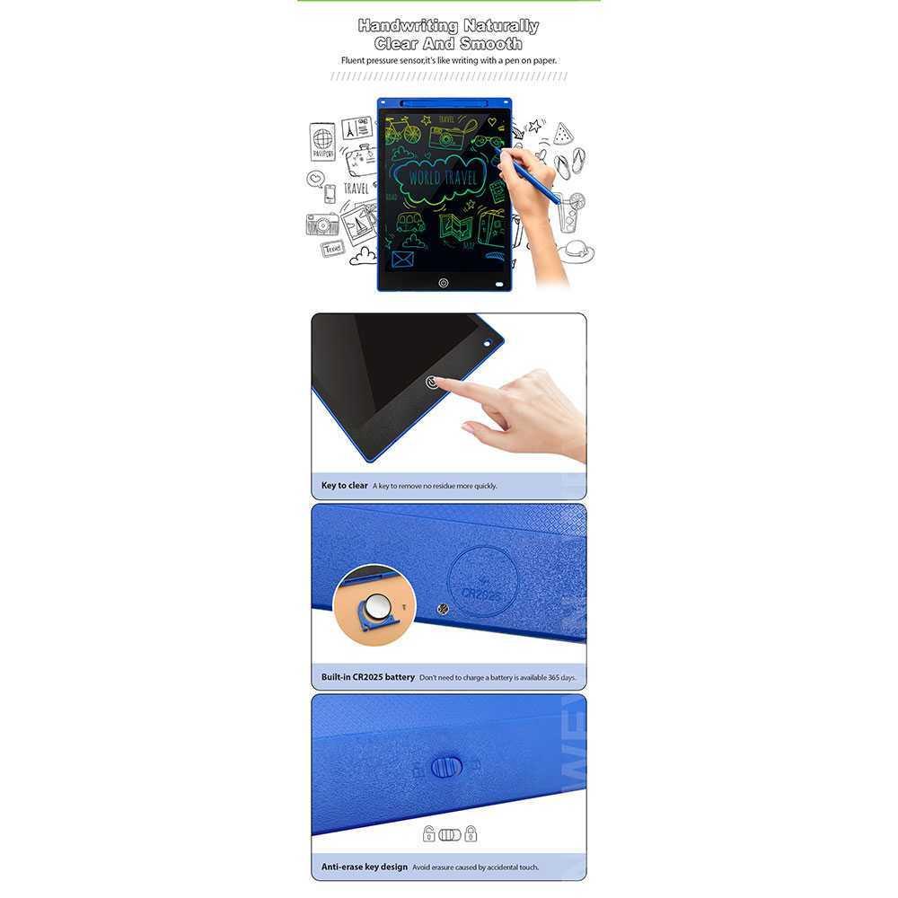 Papan Gambar Digital LCD Drawing Graphics Tablet Colorful 8.5 Inch - RO85 - Blue