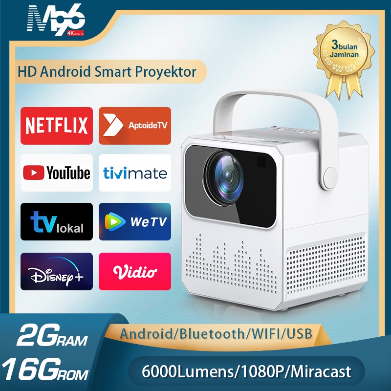 Jual M96 Proyektor Android T2mini WIFI 6000 Lumen 4K HD Smart Proyektor ...