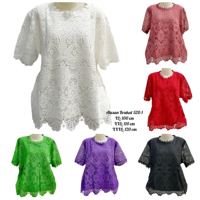 Atasan Wanita Blouse Full Brukat Prada Jumbo Atasan Wanita Brokat Putih Pesta JS153 Outfit Gratis On