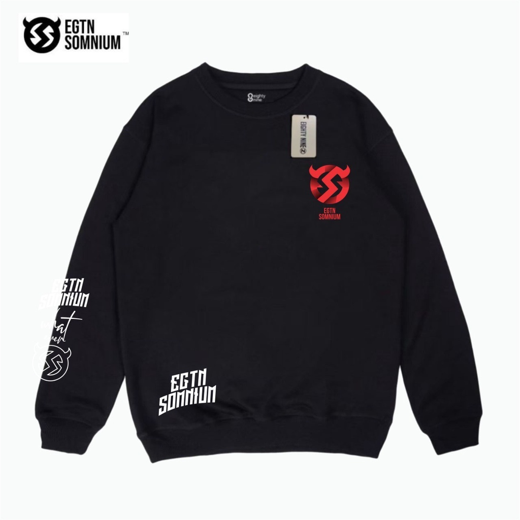 TURUN HARGA ! Sweater Crewneck Black Motif Simpel Pria dan Wanita Premium Quality Sweatshirt