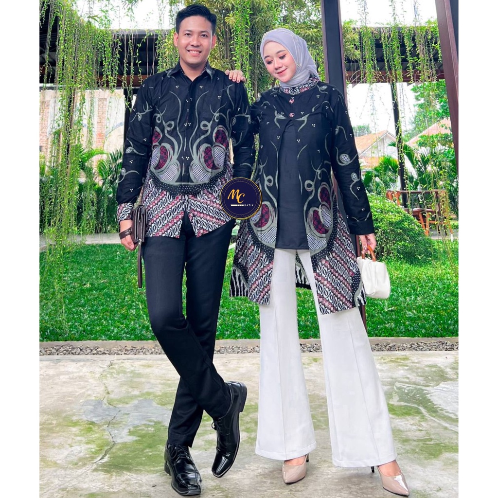 Batik Couple (MCbatik) - Batik Couple Tunik Kemeja Motif Soft Terbaru Bahan Katun Mix Moscrepe Ready Seragam Kantor M L XL XXL Jumbo