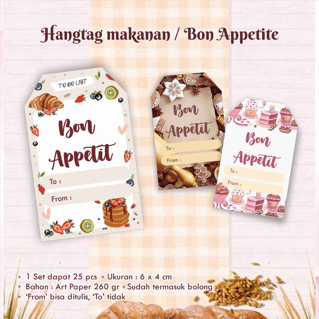 

Hangtag makanan / Bakery / Bon Appetit / Enjoy your meal