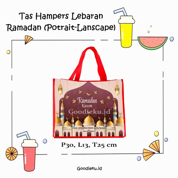 GOODIE BAG, TAS HAMPERS LEBARAN/RAMADAN, TAS SPUNDBOND, CUSTOM, FREE DESAIN, PREMIUM, MURAH