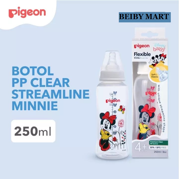 PIGEON Disney Botol Susu PP Slim Flexible Nipple Mickey / Minnie S 150ml / M 250ML