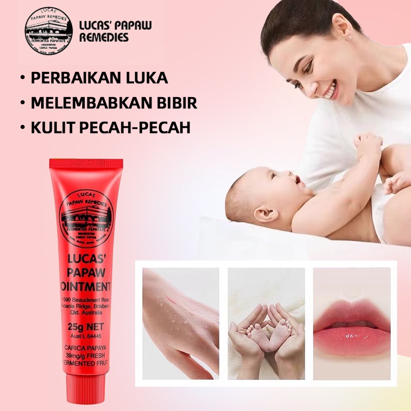 【Original 】Lucas Papaw Ointment - 25Gr / 75Gr Lips Balm Salap Pelembab Bibir Bekas Gigitan Nyamuk Penghilang Obat