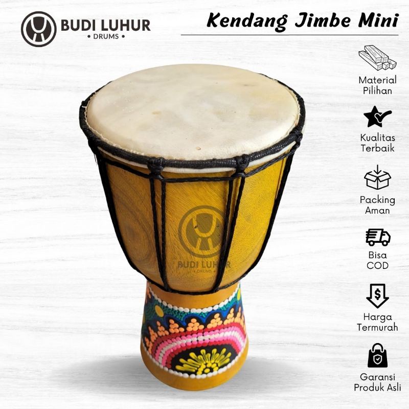 Mainan Kendang Jimbe Mini Alat Musik Gendang Jimbe Anak Kecil Motif Unik untuk Hiasan Souvernir