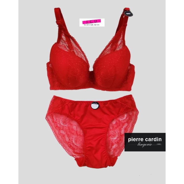 Bra Set Pakaian Dalam Wanita Original Pierre Cardin 707-73559B Red Size 34B 36B Panty Free Size