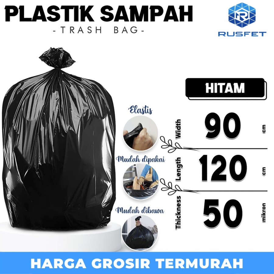 KANTONG PLASTIK SAMPAH 90x120cm HITAM TEBAL TRASH BAG JUMBO ANTI BOCOR