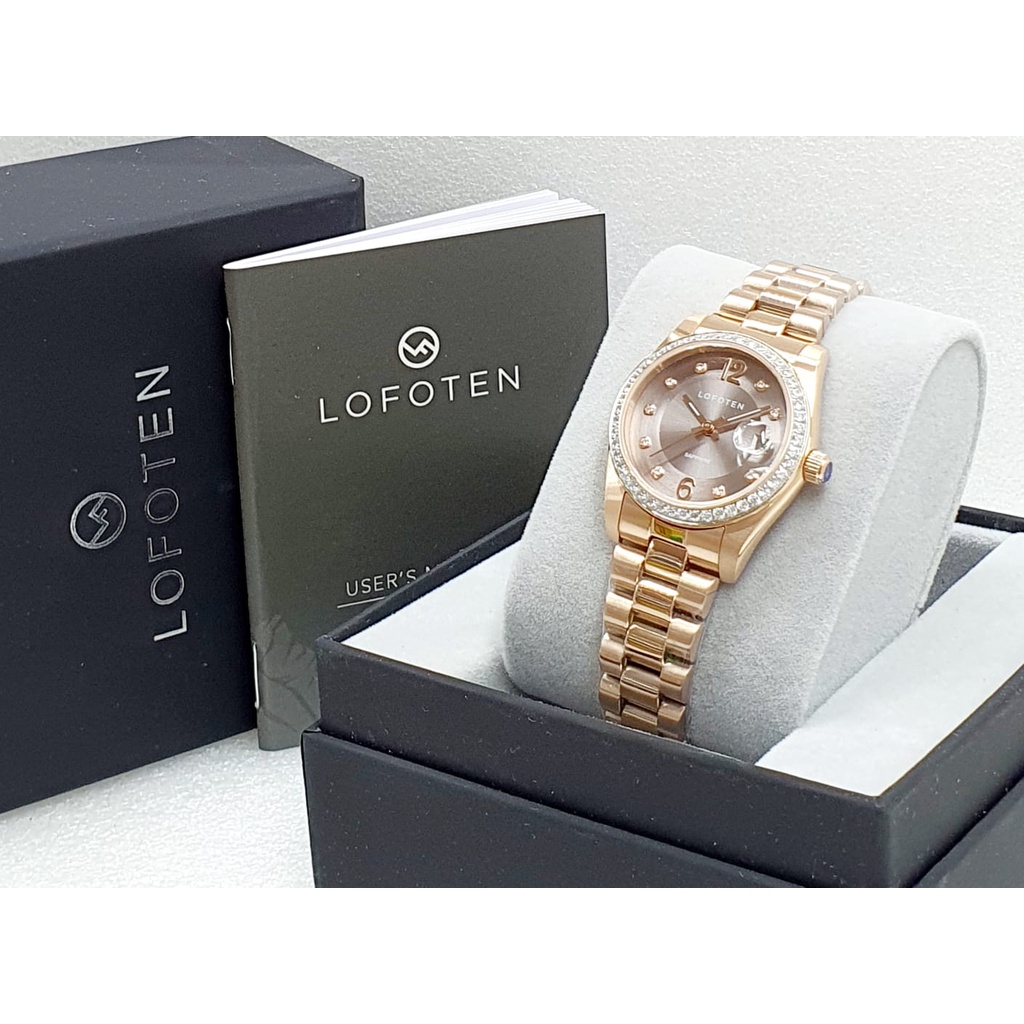 Jam Tangan Wanita Lofoten 2323 Fashion Kasual Bisnis Cantik Rantai Stainless Sapphire Original Watch