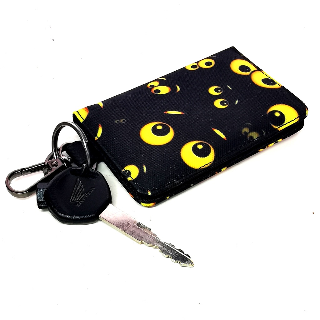 Dompet STNK Motor Mobil Kartu eToll / Gantungan Kunci Lipat Motif Mata Eye