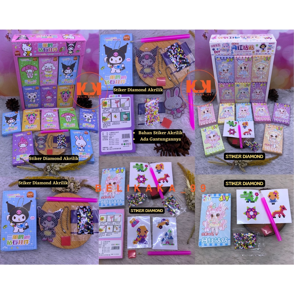 

STIKER DIY TEMPEL MANIK MANIK DIAMOND AKRILIK GANTUNGAN PAINTING GLITTER KEMASAN BOX / STICKER MANIK