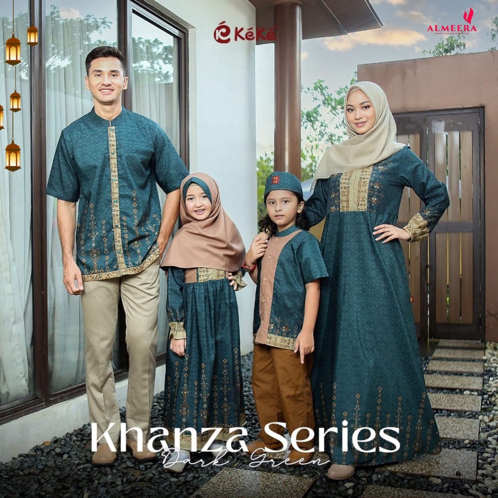 BAJU SARIMBIT KELUARGA KEKE KHANZA SERIES TERBARU 2022 DARK GREEN
