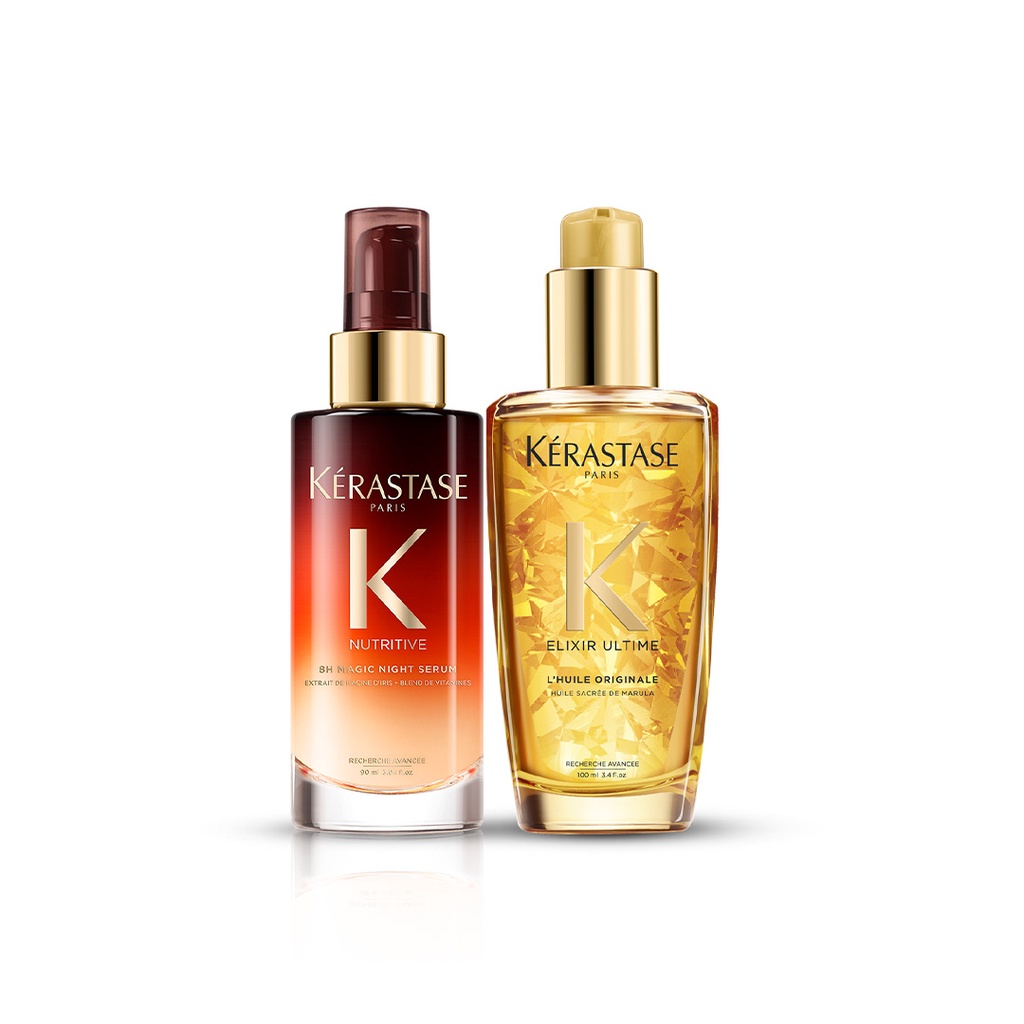 Kerastase Serum Rambut Kering Malam Hari &amp; Anti Frizz Hair Serum - 8H Magic Night Serum 90ml &amp; Elixir Ultime Original 100ml