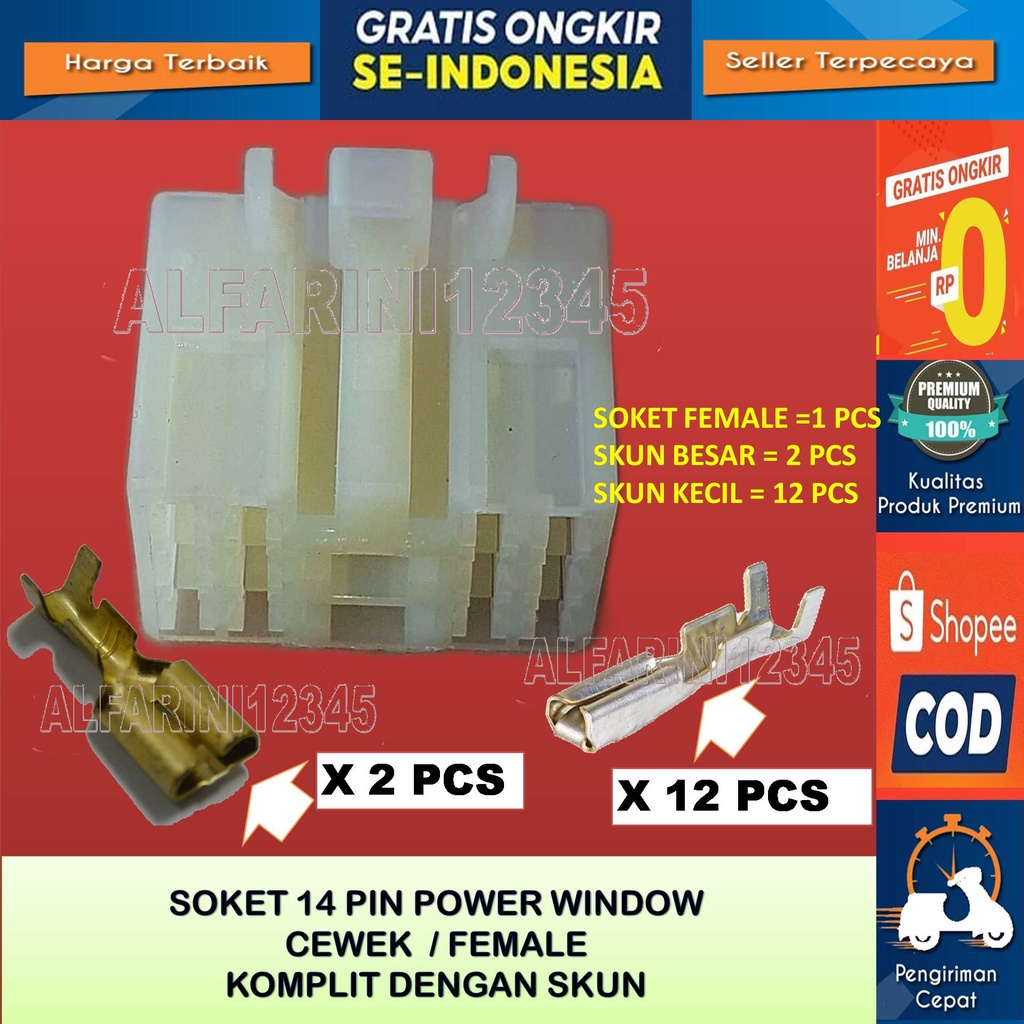 SOKET SOCKET KONEKTOR KABEL 4 PIN  MOTOR MOBIL FEMALE - Soket Konektor Kabel Sakelar Master Power Wi