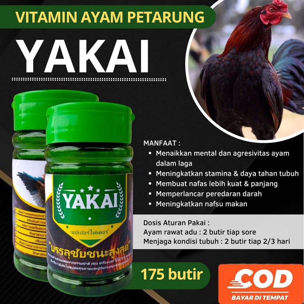 Suplemen Hewan Peliharaan Yakai Jamu Ayam Bangkok Aduan | Shamo | Siam | Jago | Saigon Isi 175 Pil P