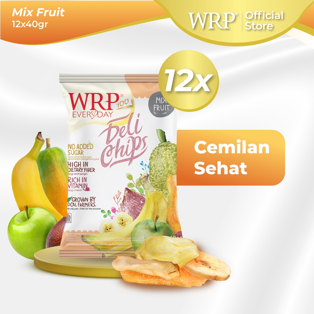 WRP Delichips Mix Fruit 12 X 40G - Keripik Buah