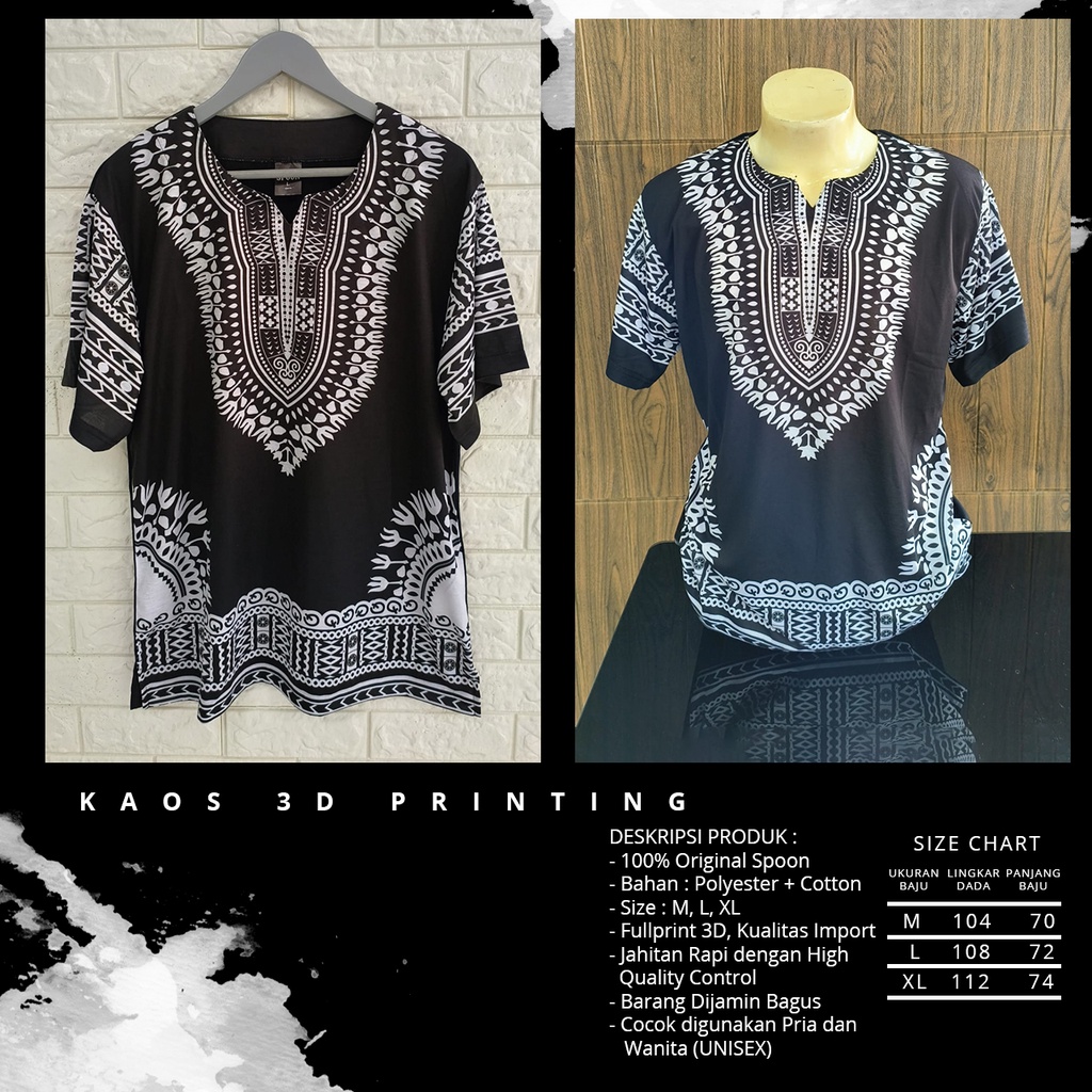 KAOS DISTRO FULLPRINT PRIA/SPOON/BAJU KOKO MOTIF KALIGRAFI