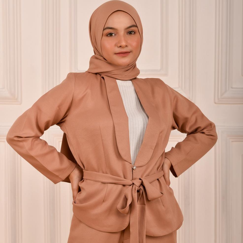 LANGSUNG ATC Michael's Collection - Blazer Wanita Butterfly Collar + Celana Pensil Wanita Hijab Seri