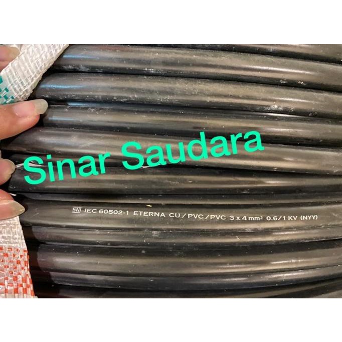 Kabel Listrik NYY 3x4 mm Merek eterna NYY 3x4mm eceran potongan