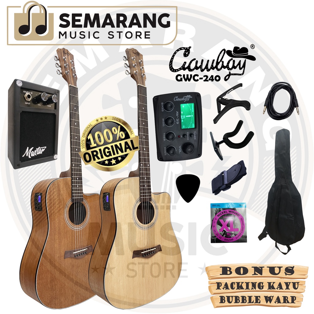 ORIGINAL!!! Gitar Akustik Elektrik Import Merk Cowboy GWC-240 NA GWC 240NS Equalizer Tuner AW-39