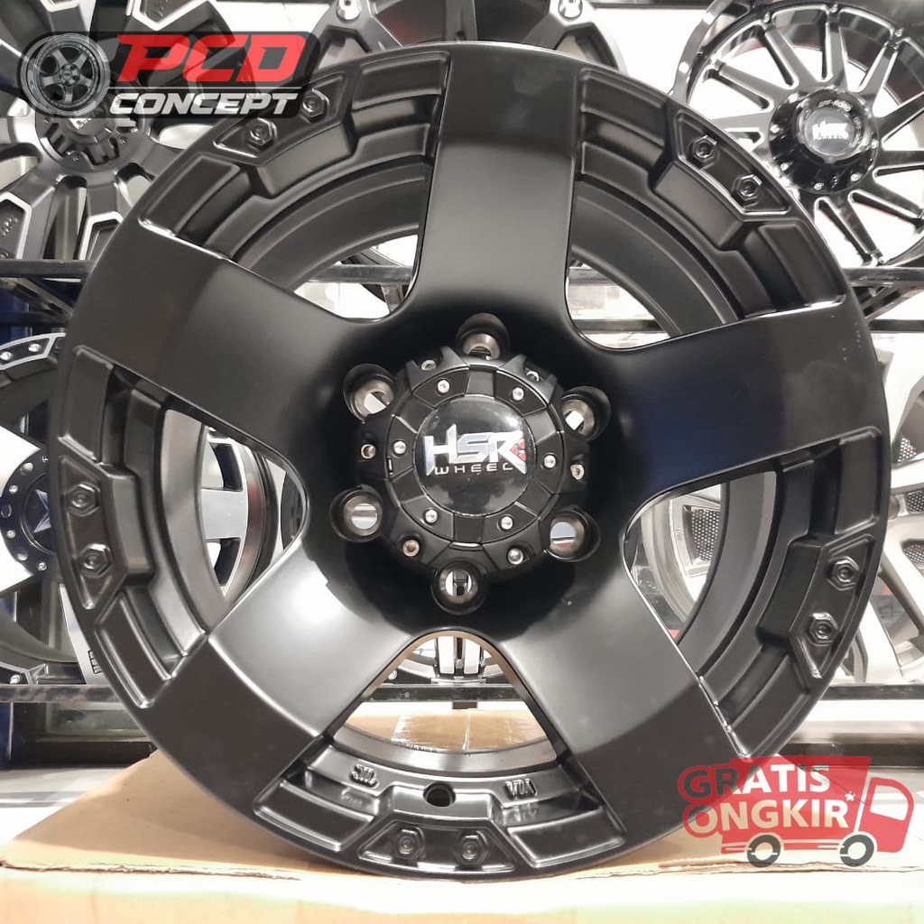 VELG MOBIL OFFROAD R16 HIACE, HARTOP, PANTHER TOURING R16 HSR RASTA LEBAR 8 INCI HITAM