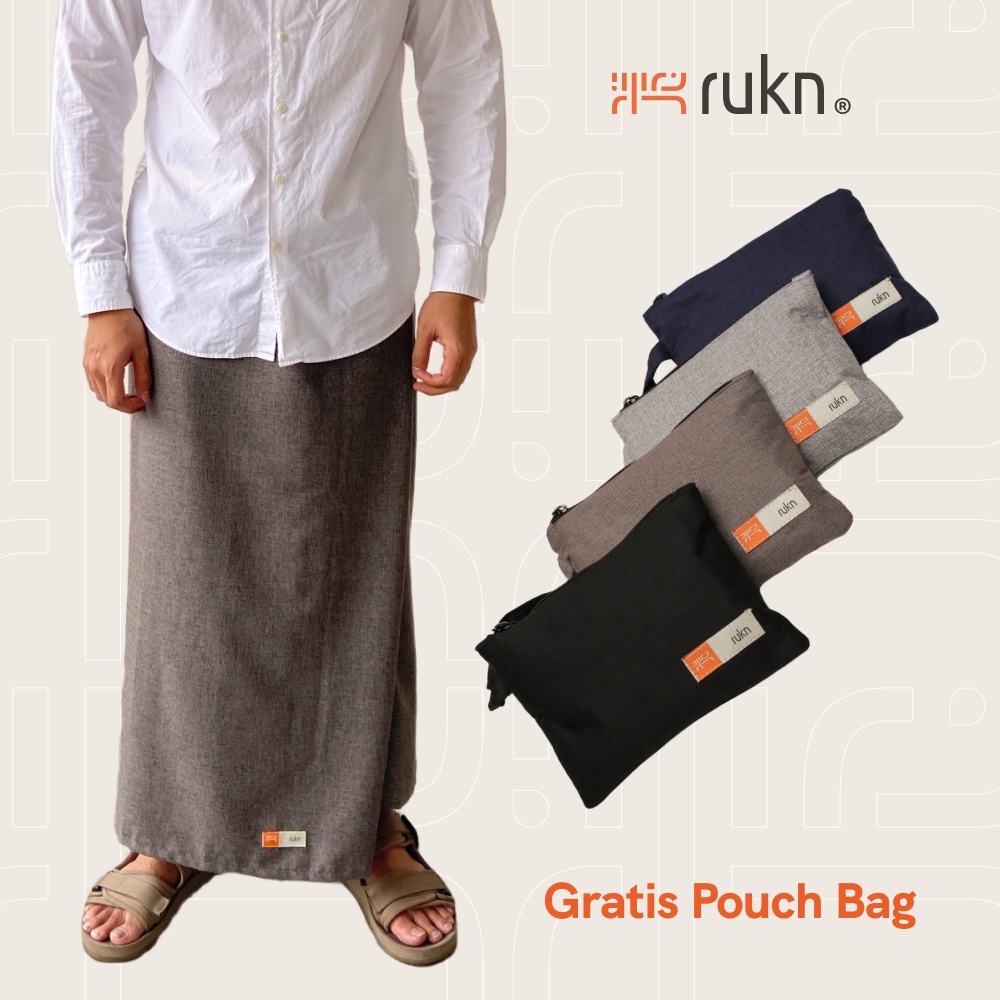RUKN BASIC CHARCOAL (BONUS POUCH BAG) - Sarung Sholat Premium Ekslusif Pria Dewasa / Laki Laki Motif