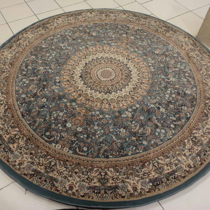 ___] karpet permadani turki bulat size 150x150 warna biru langit