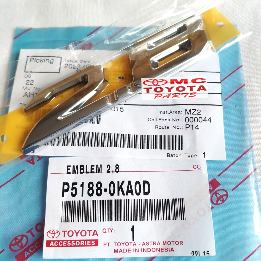 Emblem Logo 2.8 - 2800cc Toyota New Fortuner VRZ GR Sport P5188-0KA0D