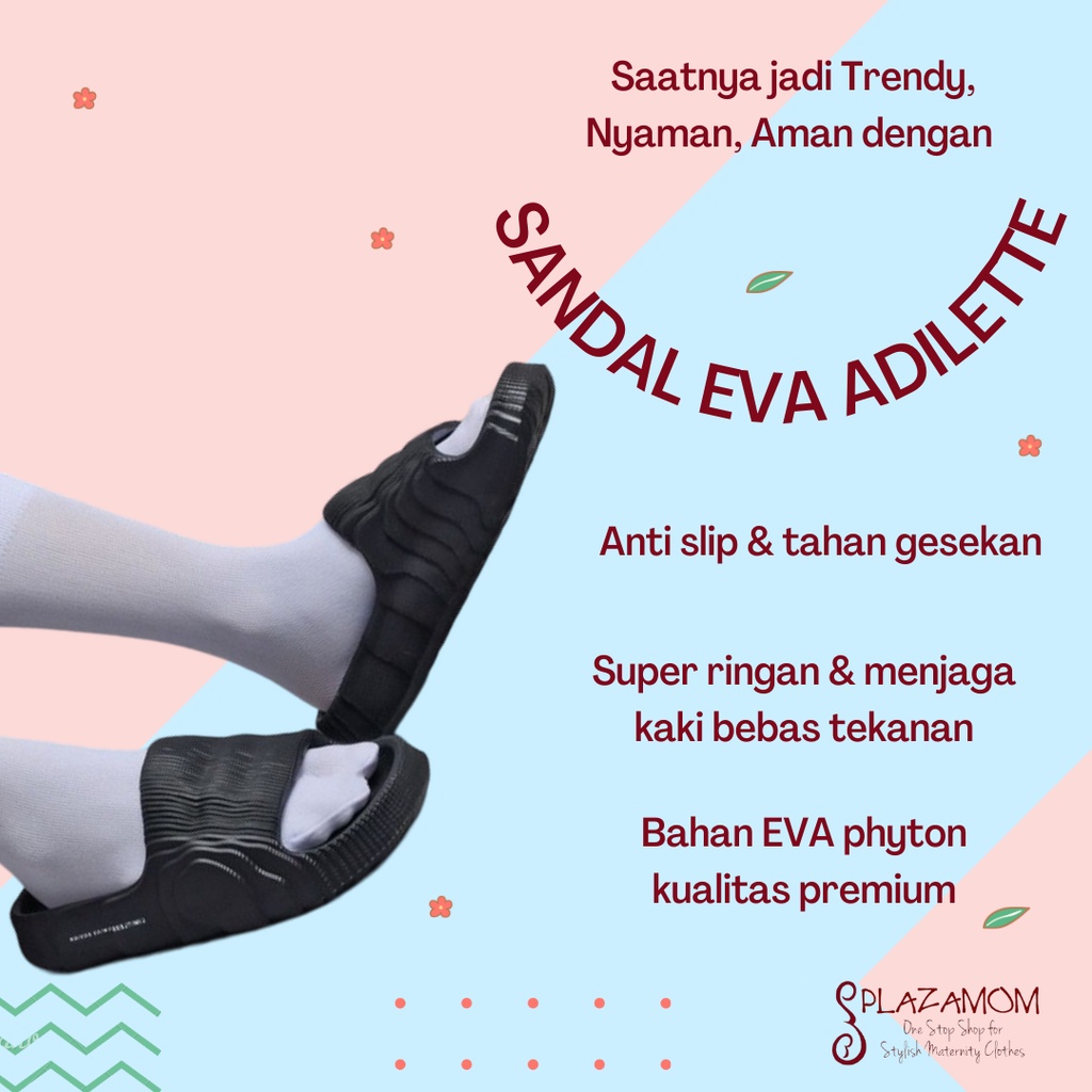 Sandal karet EVA PRIA WANITA DEWASA Adilette slop selop sendal slippers ringan nyaman empuk menjaga keseimbangan kaki trendy stylish kekinian model korea korean anti slip awet kualitas premium