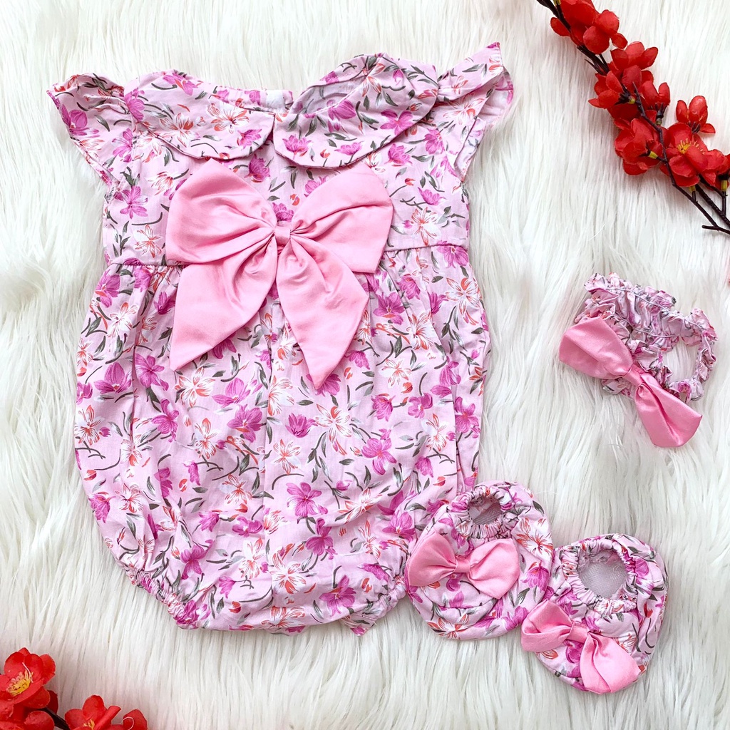 Setelan jumper sepatu lucu motif bunga free bandana bayi perempuan cewek murah fashion -emi