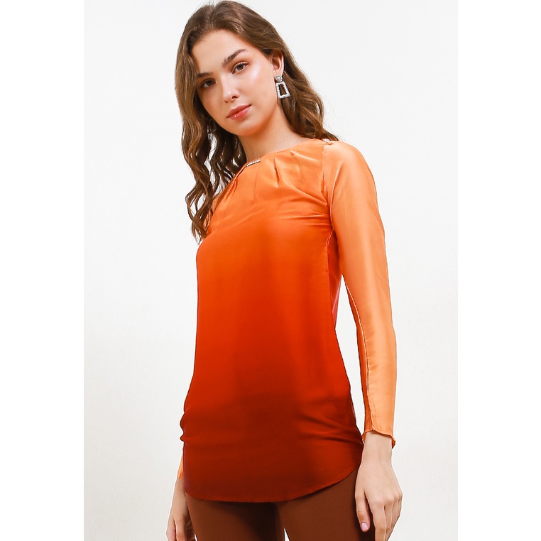 Blouse Wanita Cardinal Original Gradasi Cewek Minimalist Chic Poliester Femme Kemeja Regular Perempu