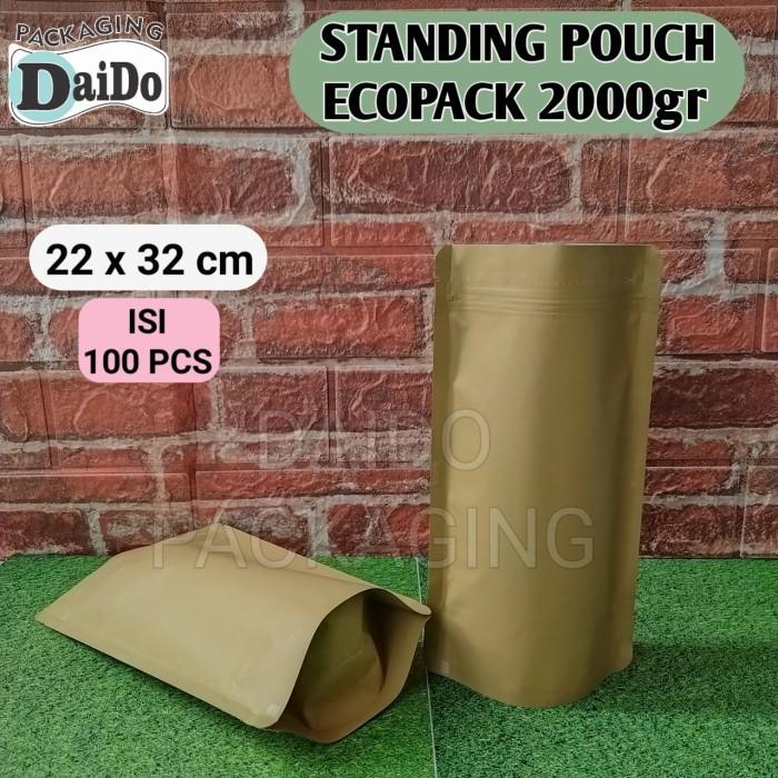 ISI 100 Standing Pouch Ecopack 2Kg Kemasan Kopi Plastik klip KPACK