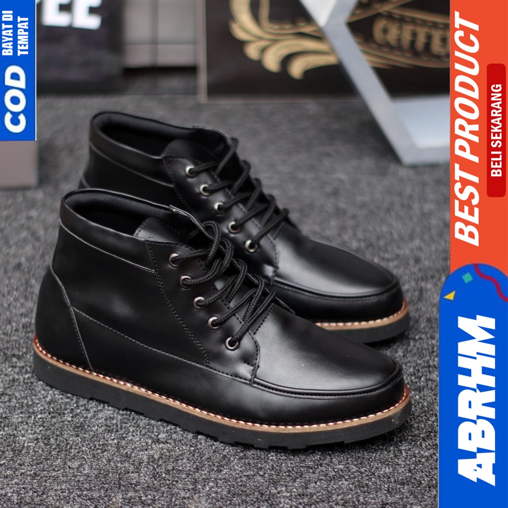 ABRHM x HARLY Sepatu Boots Casual Pria Semi Kulit Kasual Kerja Cowok Original