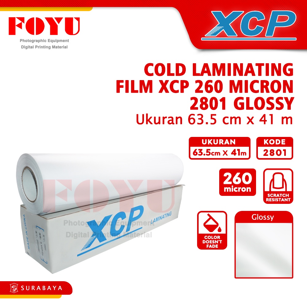 

Laminasi Laminating Dingin Cold Roll Gulungan Plastik Lem Stiker Album Kertas Foto Photo Paper XCP 260 mic 63.5CMx41M Glossy 2801